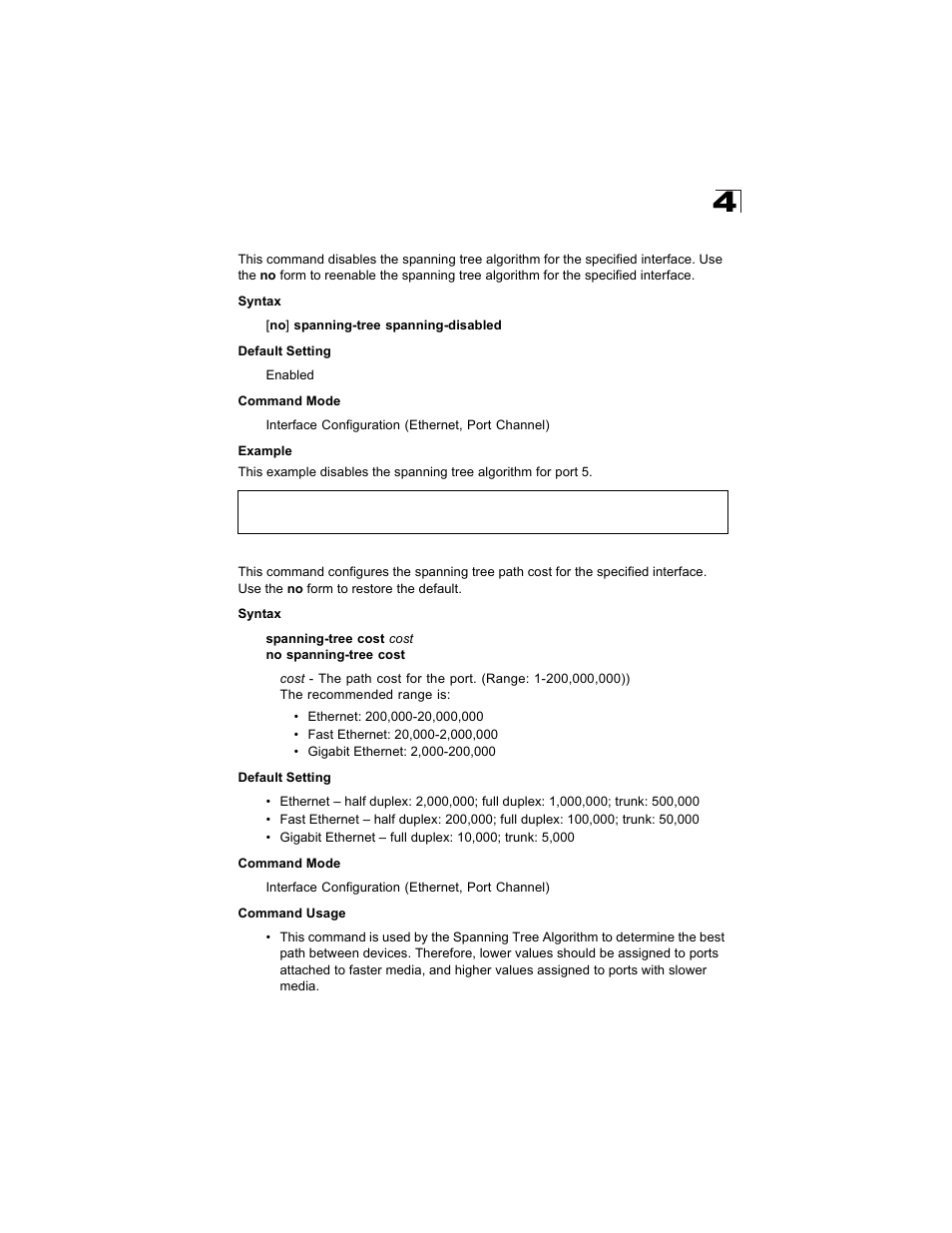 Spanning-tree spanning-disabled, Spanning-tree cost | Alcatel Carrier Internetworking Solutions OmniStack 6300-24 User Manual | Page 383 / 462