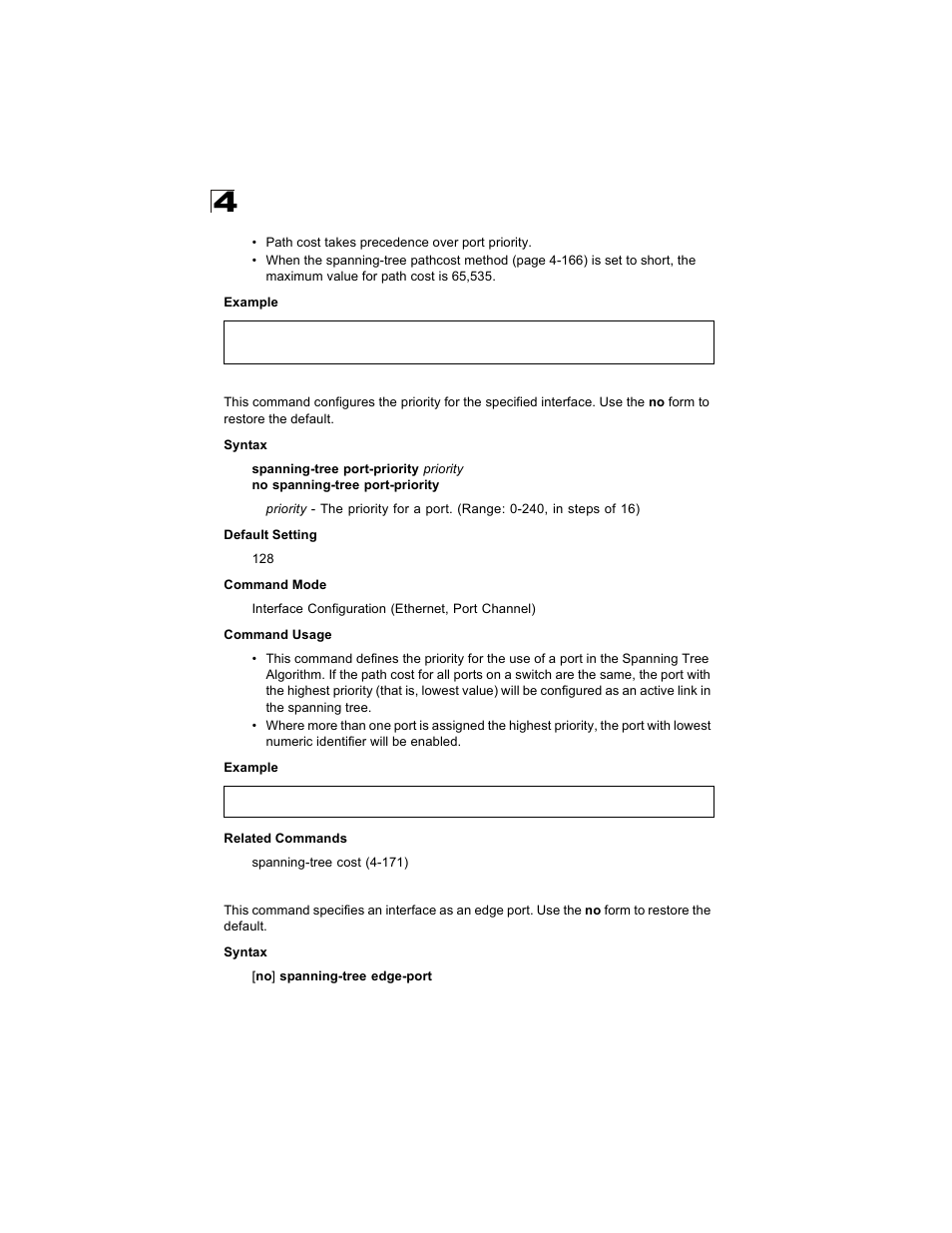 Spanning-tree port-priority, Spanning-tree edge-port | Alcatel Carrier Internetworking Solutions OmniStack 6300-24 User Manual | Page 384 / 462