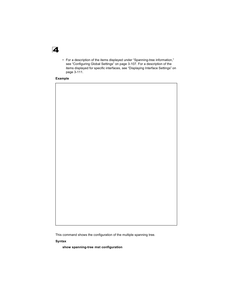 Show spanning-tree mst configuration | Alcatel Carrier Internetworking Solutions OmniStack 6300-24 User Manual | Page 390 / 462