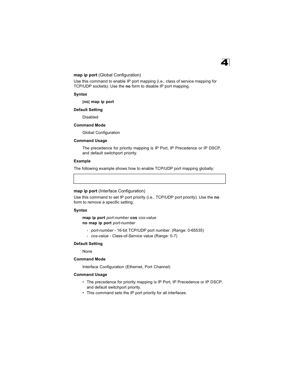 Map ip port (global configuration), Map ip port (interface configuration) | Alcatel Carrier Internetworking Solutions OmniStack 6300-24 User Manual | Page 415 / 462