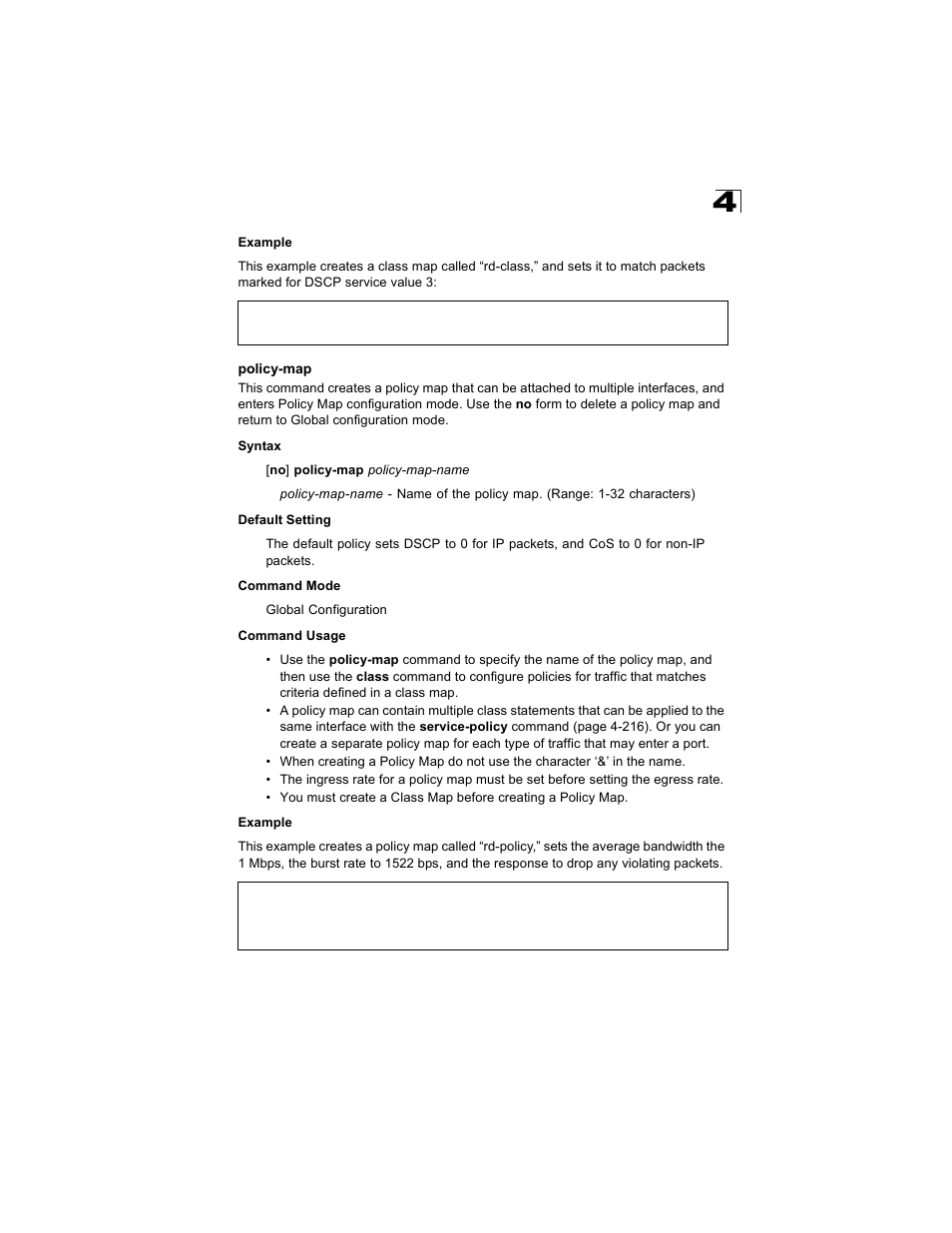 Policy-map, Policy-map 4-213 | Alcatel Carrier Internetworking Solutions OmniStack 6300-24 User Manual | Page 425 / 462