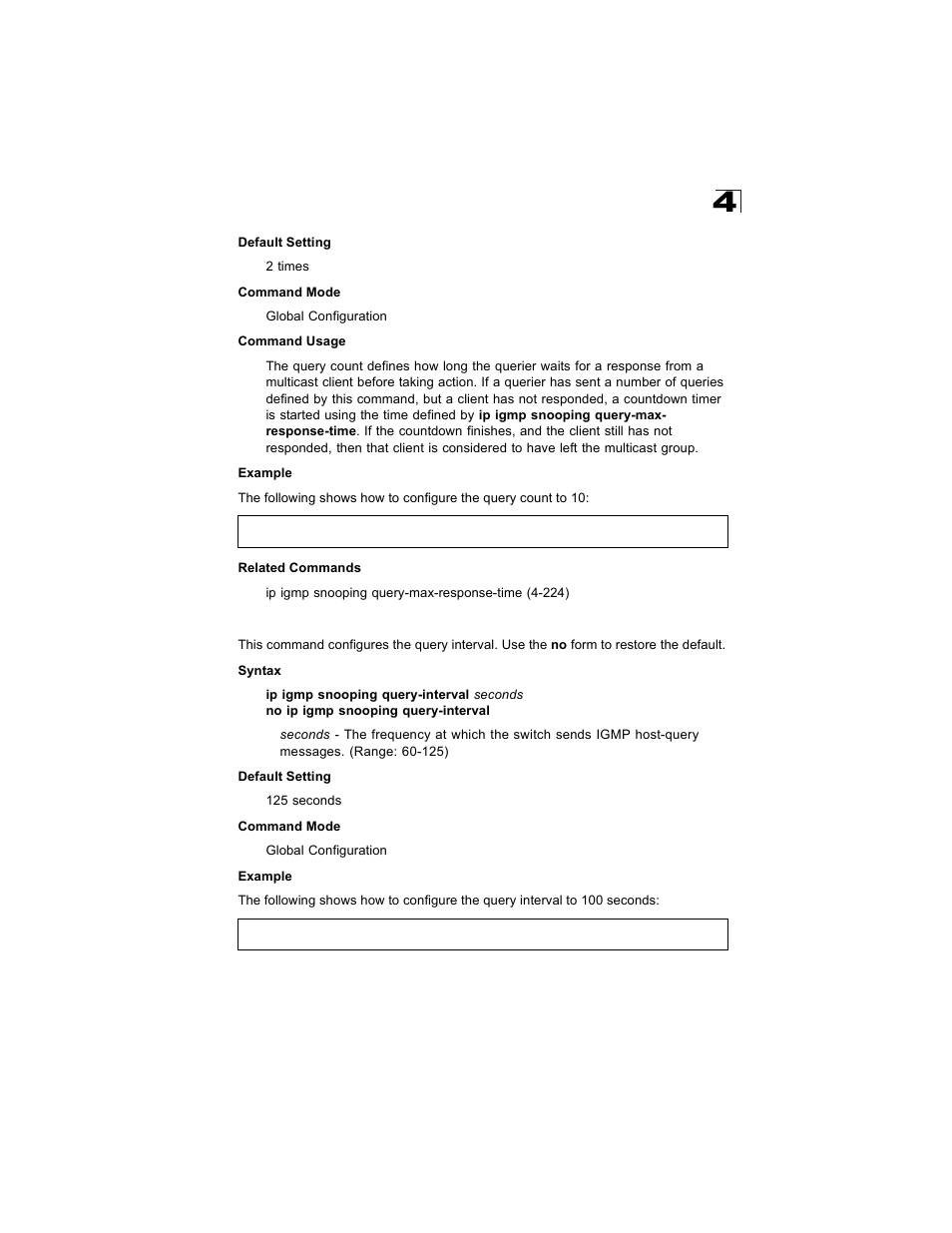 Ip igmp snooping query-interval | Alcatel Carrier Internetworking Solutions OmniStack 6300-24 User Manual | Page 435 / 462