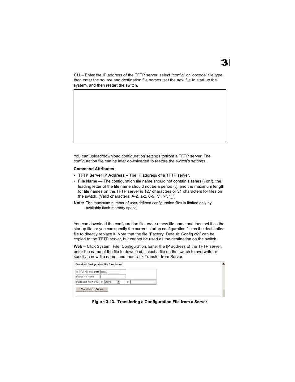 Saving or restoring configuration settings, Downloading configuration settings from a server | Alcatel Carrier Internetworking Solutions OmniStack 6300-24 User Manual | Page 57 / 462