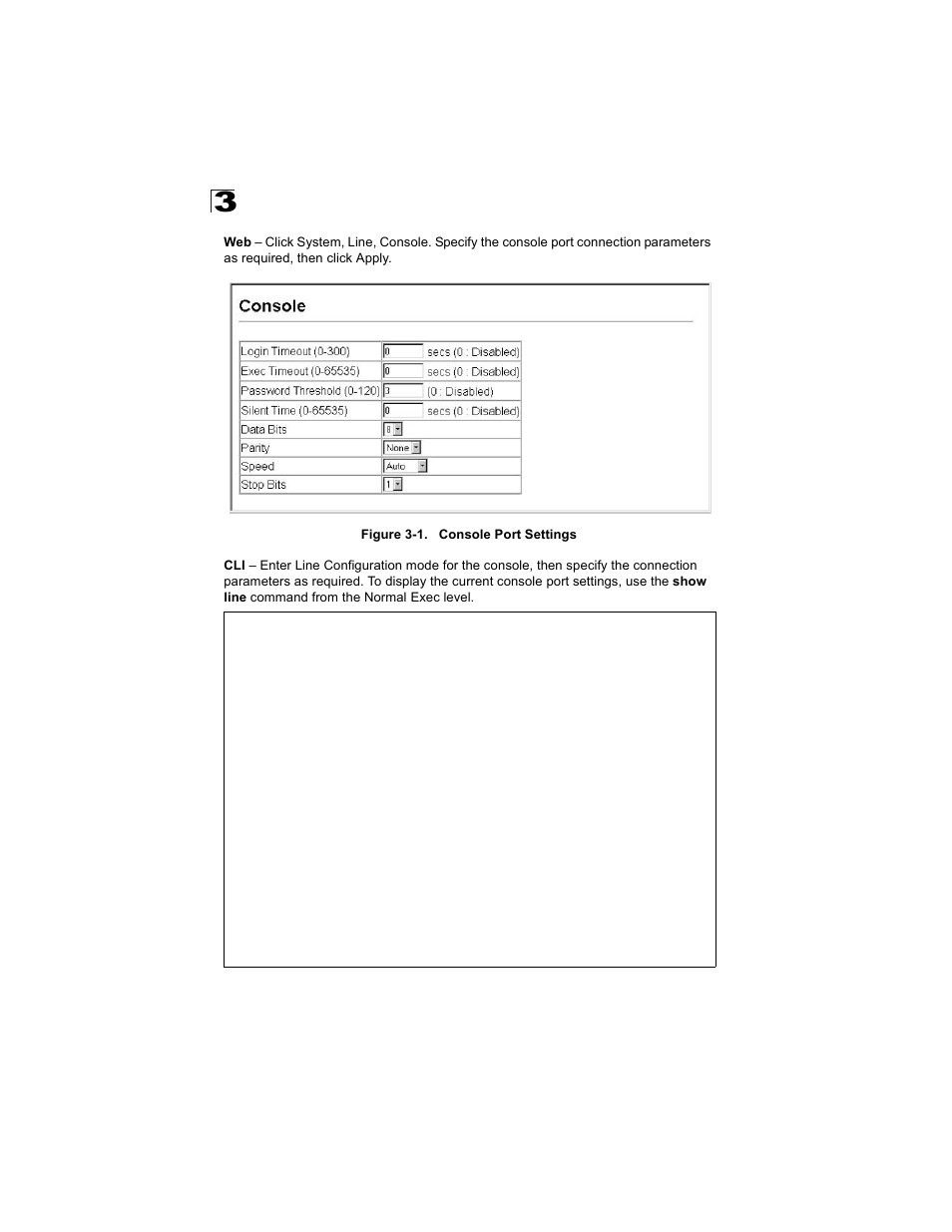 Figure 3-1, Console port settings | Alcatel Carrier Internetworking Solutions OmniStack 6300-24 User Manual | Page 60 / 462