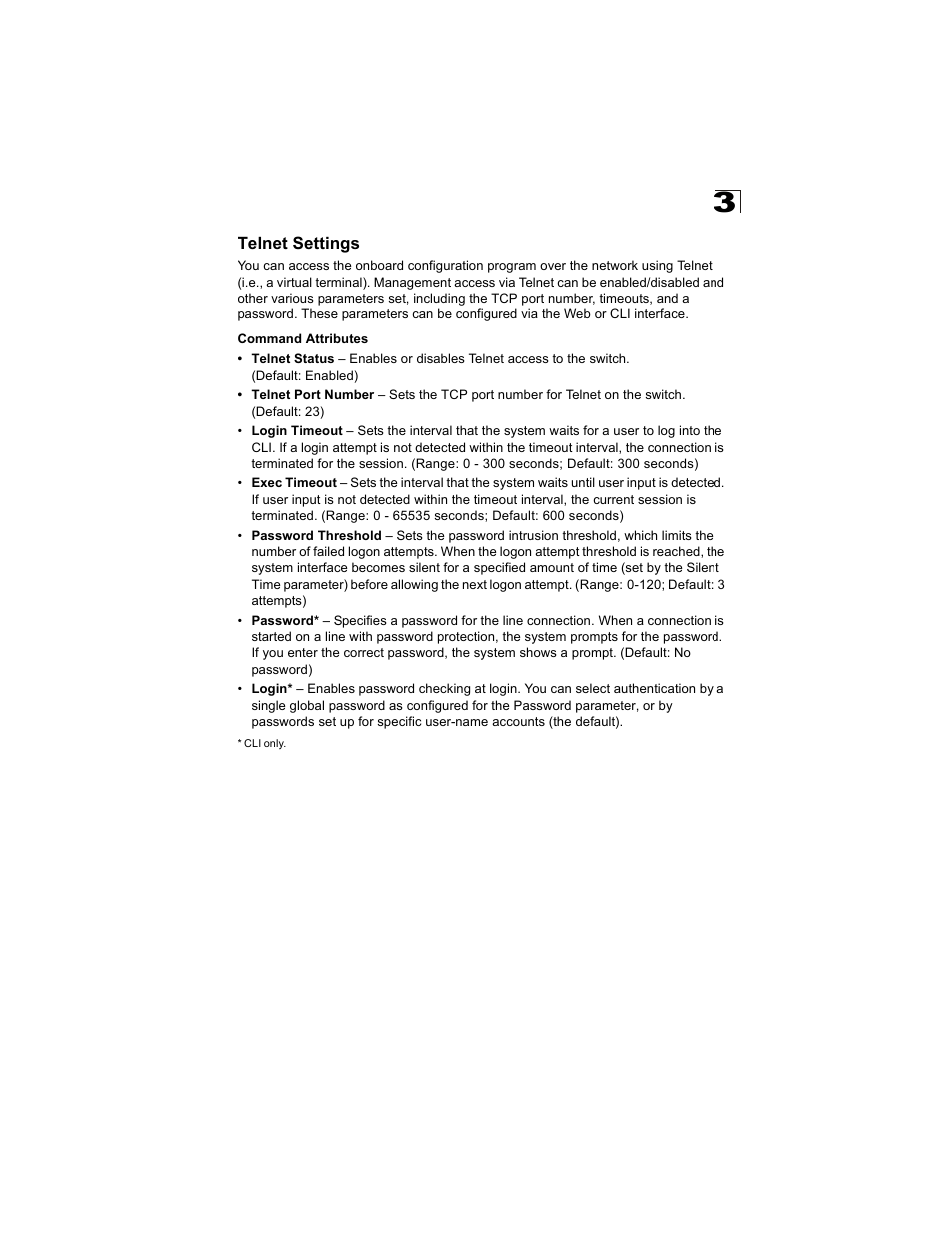 Telnet settings | Alcatel Carrier Internetworking Solutions OmniStack 6300-24 User Manual | Page 61 / 462