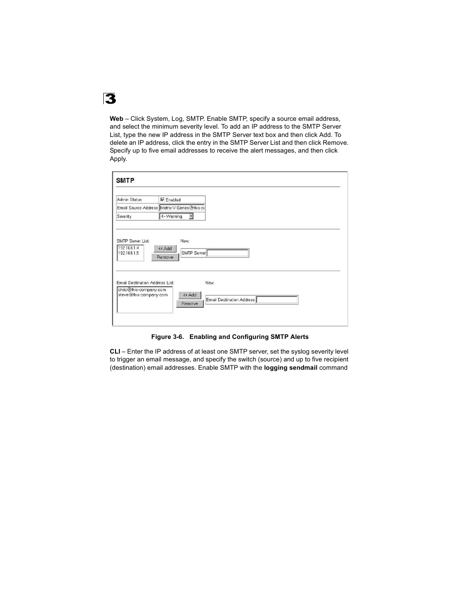 Figure 3-6, Enabling and configuring smtp alerts | Alcatel Carrier Internetworking Solutions OmniStack 6300-24 User Manual | Page 68 / 462