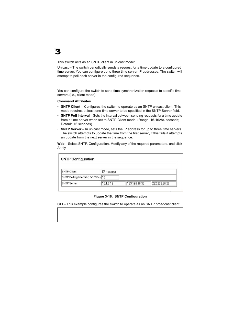 Configuring sntp, Figure 3-16. sntp configuration | Alcatel Carrier Internetworking Solutions OmniStack 6300-24 User Manual | Page 70 / 462