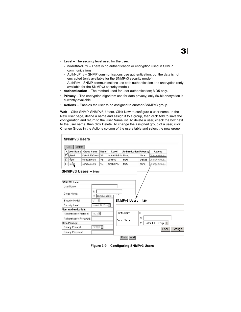 Figure 3-9, Configuring snmpv3 users | Alcatel Carrier Internetworking Solutions OmniStack 6300-24 User Manual | Page 77 / 462