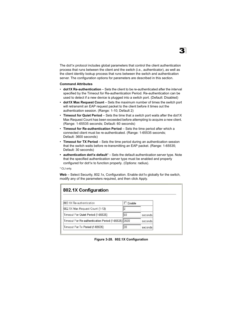 Configuring 802.1x global settings, Figure 3-28. 802.1x configuration | Alcatel Carrier Internetworking Solutions OmniStack 6300-24 User Manual | Page 97 / 462