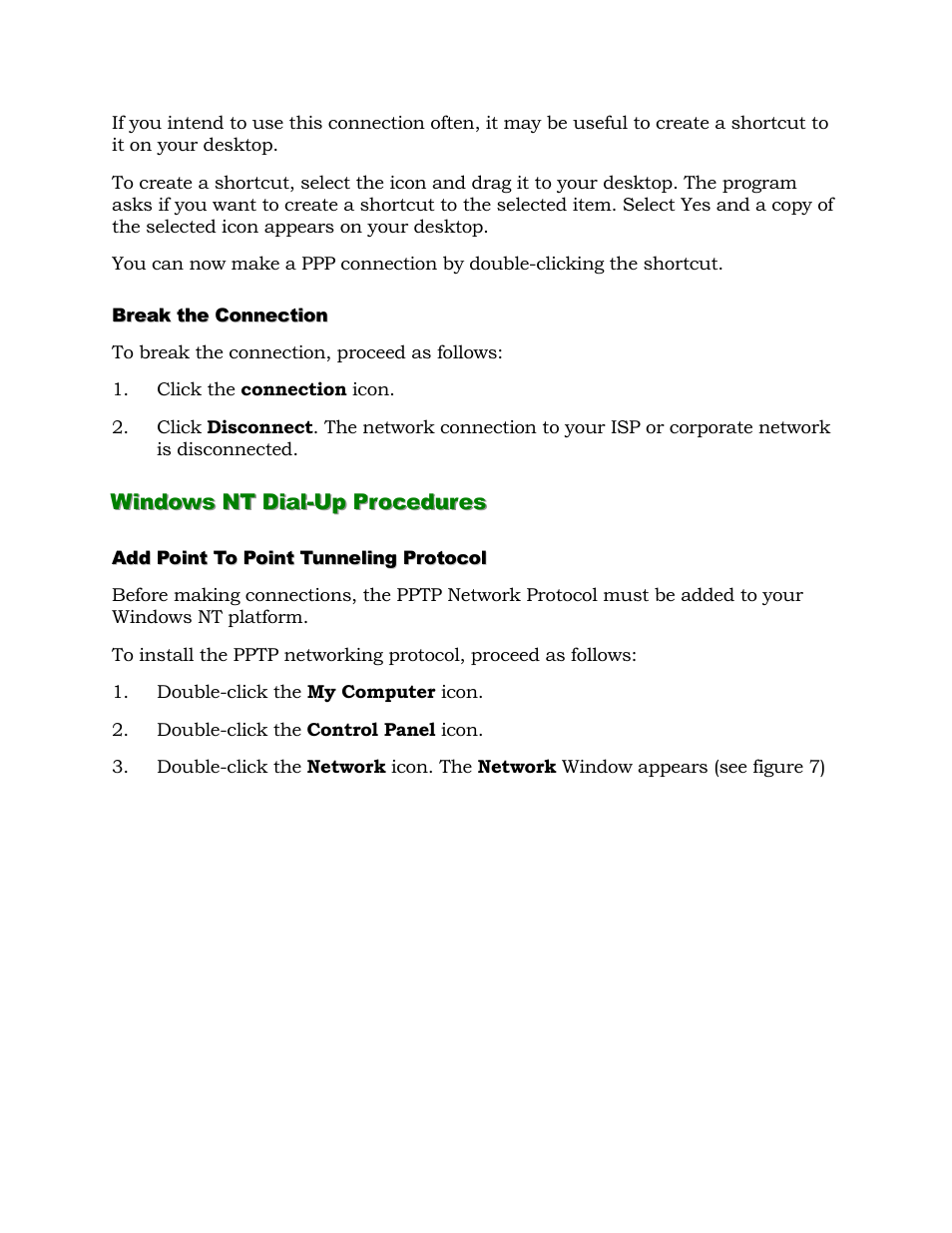 Windows nt dial-up procedures | Alcatel Carrier Internetworking Solutions 1000 ADSL User Manual | Page 22 / 78