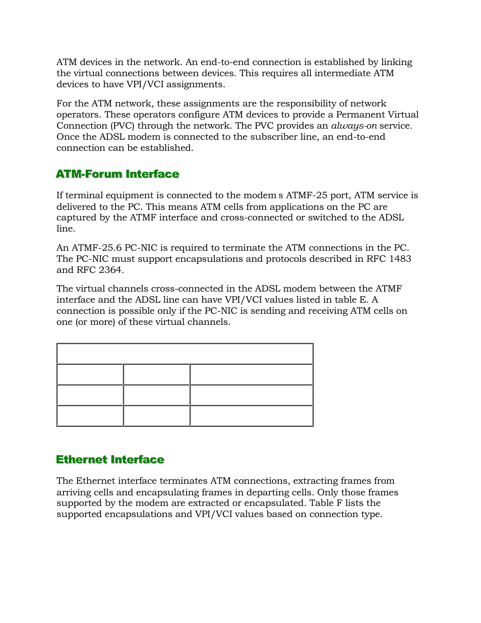 Atm-forum interface, Ethernet interface | Alcatel Carrier Internetworking Solutions 1000 ADSL User Manual | Page 42 / 78