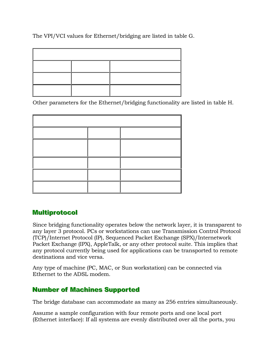 Multiprotocol, Number of machines supported | Alcatel Carrier Internetworking Solutions 1000 ADSL User Manual | Page 44 / 78