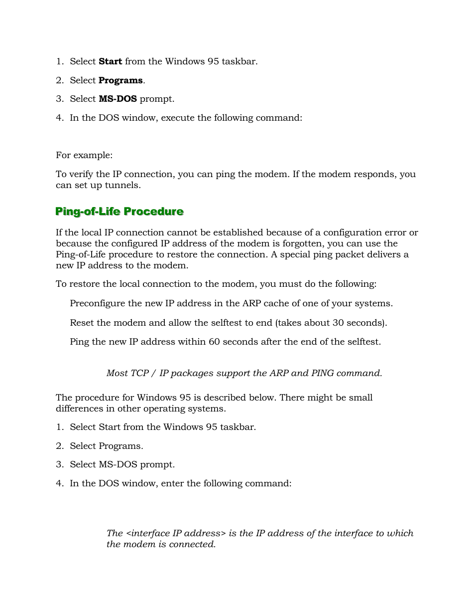 Ping-of-life procedure | Alcatel Carrier Internetworking Solutions 1000 ADSL User Manual | Page 58 / 78