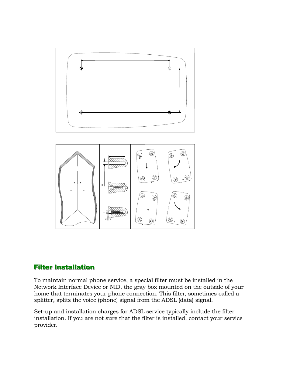 Filter installation | Alcatel Carrier Internetworking Solutions 1000 ADSL User Manual | Page 9 / 78