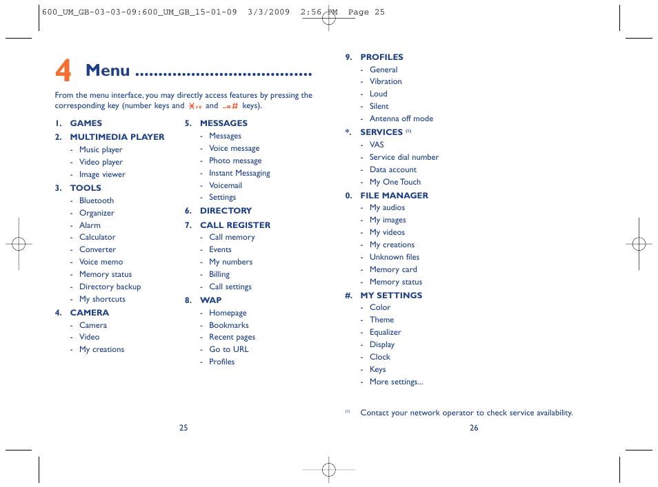 Menu | Alcatel Carrier Internetworking Solutions OT-600 User Manual | Page 14 / 42