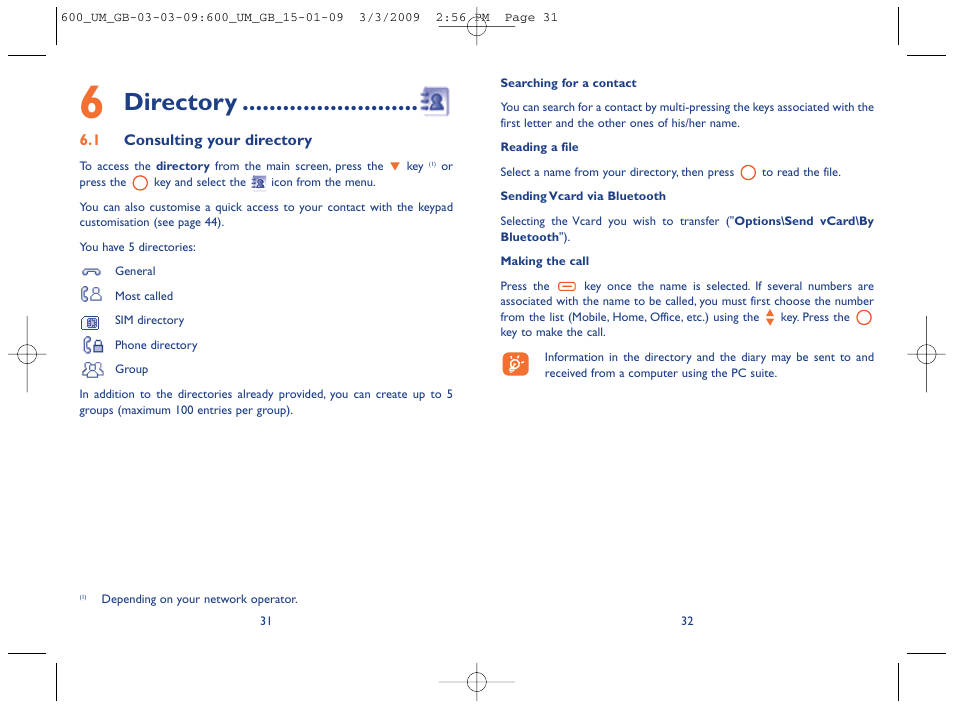 Directory | Alcatel Carrier Internetworking Solutions OT-600 User Manual | Page 17 / 42