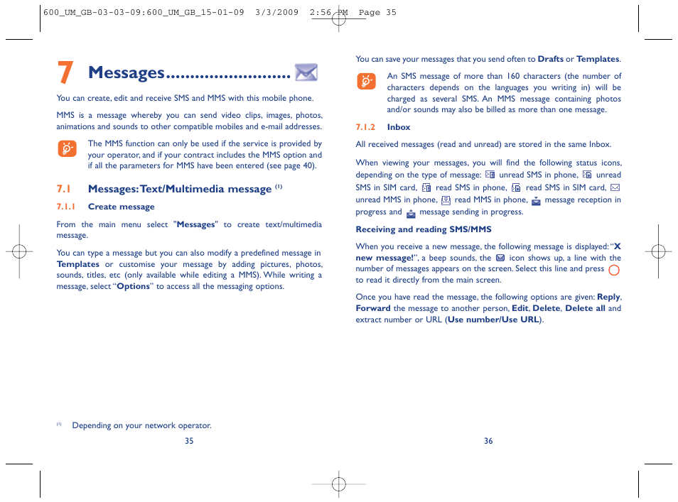 Messages | Alcatel Carrier Internetworking Solutions OT-600 User Manual | Page 19 / 42