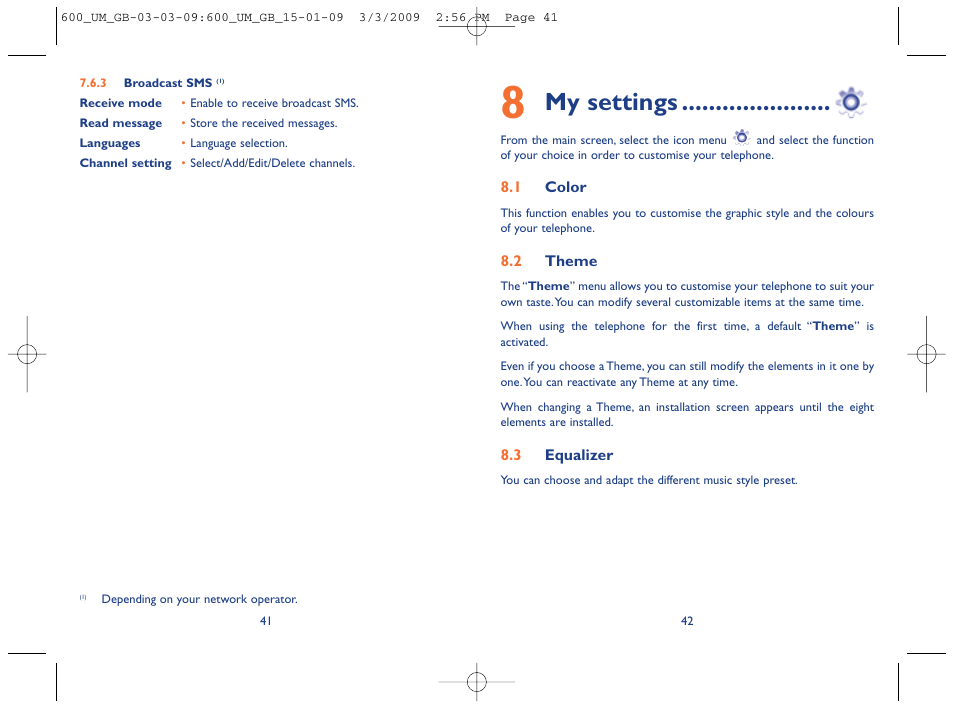 My settings | Alcatel Carrier Internetworking Solutions OT-600 User Manual | Page 22 / 42