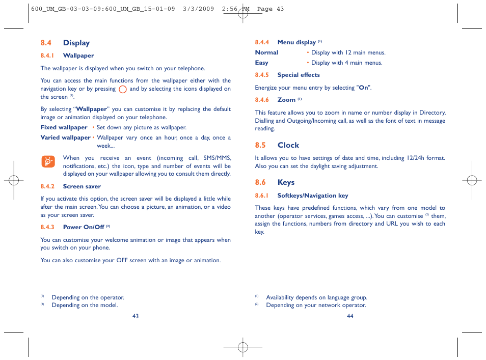 5 clock, 6 keys, 4 display | Alcatel Carrier Internetworking Solutions OT-600 User Manual | Page 23 / 42