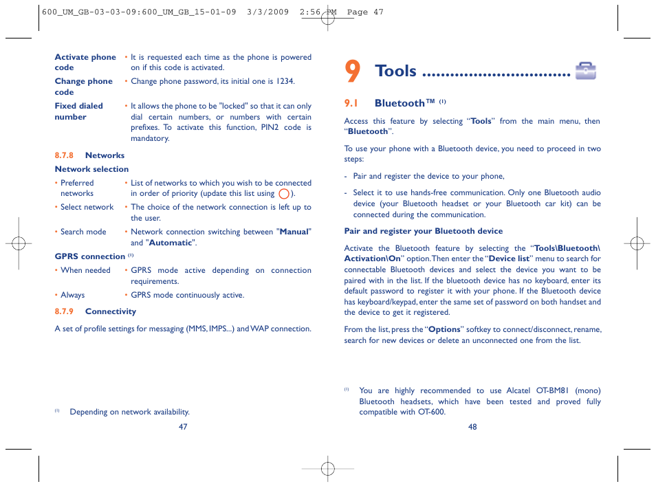 Tools | Alcatel Carrier Internetworking Solutions OT-600 User Manual | Page 25 / 42