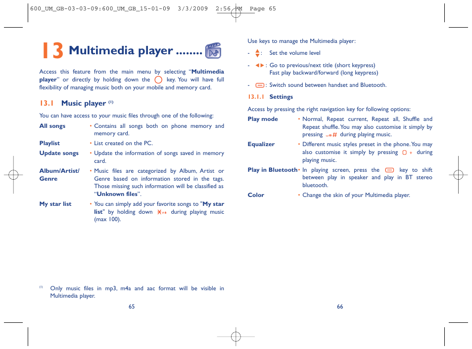 Multimedia player | Alcatel Carrier Internetworking Solutions OT-600 User Manual | Page 34 / 42