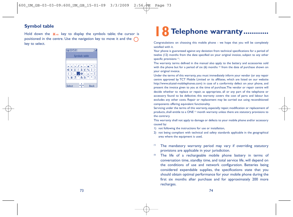 Telephone warranty | Alcatel Carrier Internetworking Solutions OT-600 User Manual | Page 38 / 42