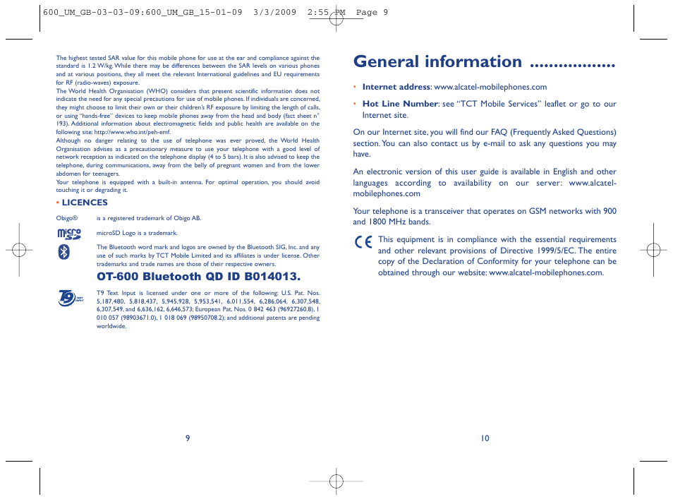 General information | Alcatel Carrier Internetworking Solutions OT-600 User Manual | Page 6 / 42
