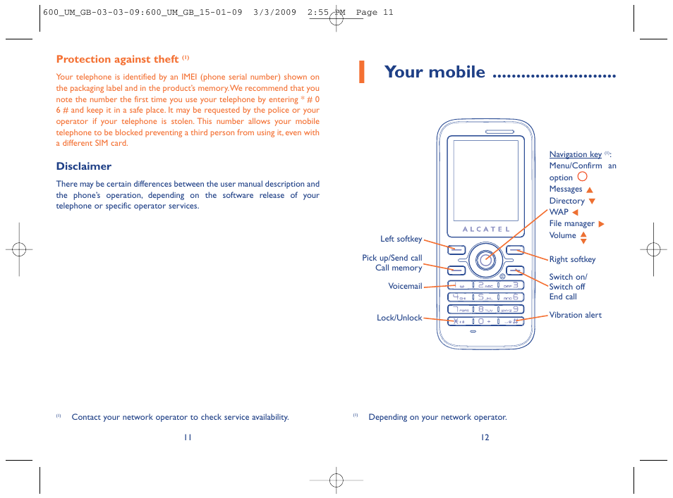 Your mobile | Alcatel Carrier Internetworking Solutions OT-600 User Manual | Page 7 / 42