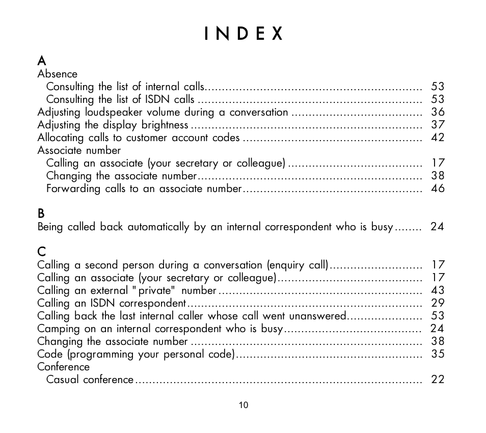 Ii n n dd ee xx | Alcatel Carrier Internetworking Solutions OmniPCX 3AK 19522 User Manual | Page 12 / 61