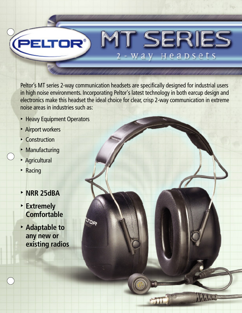 Peltor 2-Way Headsets MT Series User Manual | 2 pages