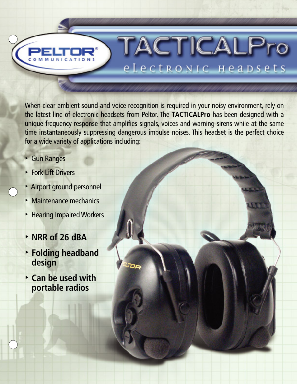 Peltor Electronic Headset TACTICAL PRO User Manual | 2 pages
