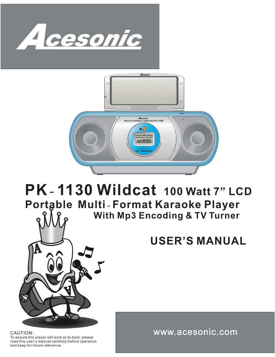 Acesonic WILDCAT PK 1130 User Manual | 21 pages