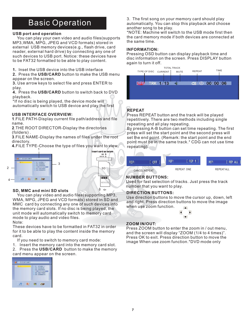 Basic operation | Acesonic WILDCAT PK 1130 User Manual | Page 10 / 21