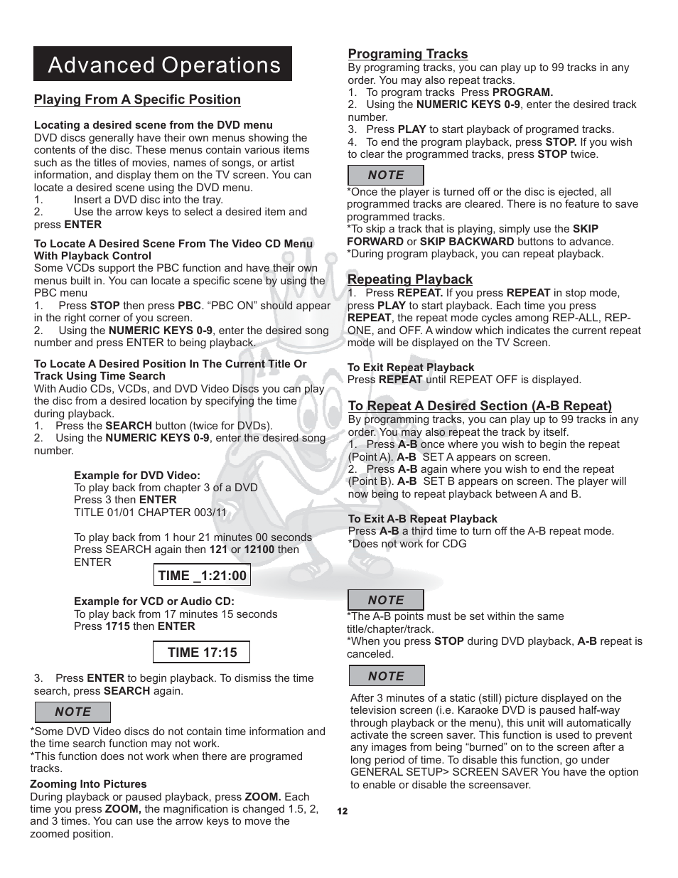 Advanced operations | Acesonic WILDCAT PK 1130 User Manual | Page 15 / 21