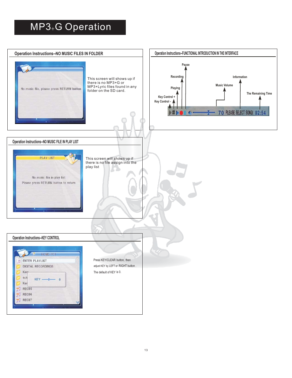 Mp3 g operation | Acesonic DGX-109 User Manual | Page 16 / 26