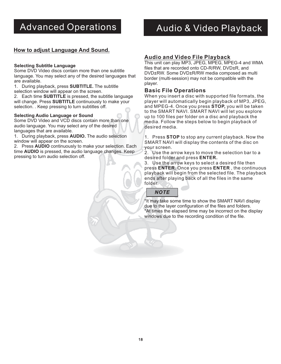 Advanced operations, Audio & video playback | Acesonic DGX-109 User Manual | Page 21 / 26