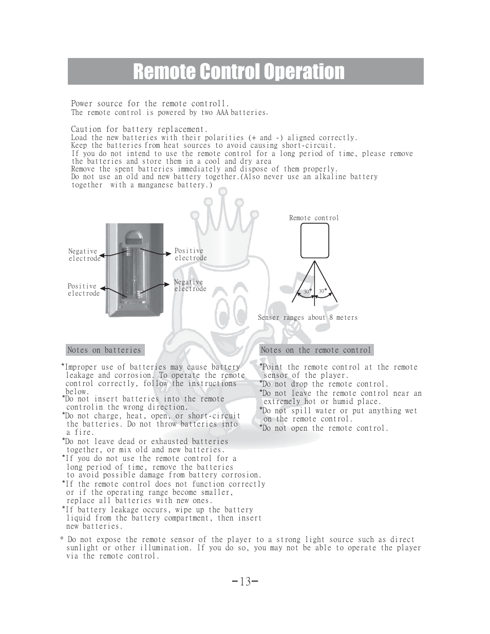 Remote control operation | Acesonic 400 Disc DVD CD G Karaoke Changer DGX-400 User Manual | Page 14 / 51
