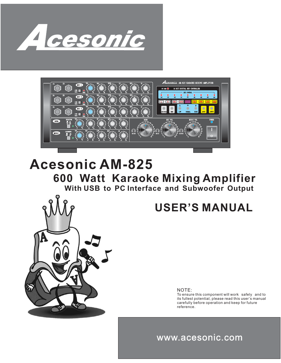 Acesonic AM-825 User Manual | 16 pages