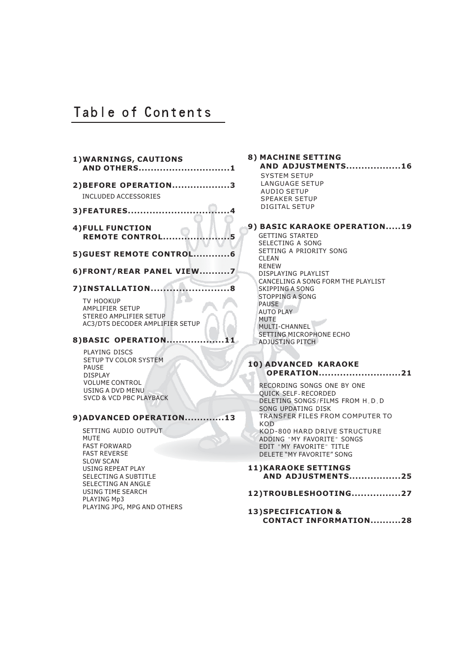 Acesonic KOD-800 User Manual | Page 2 / 32