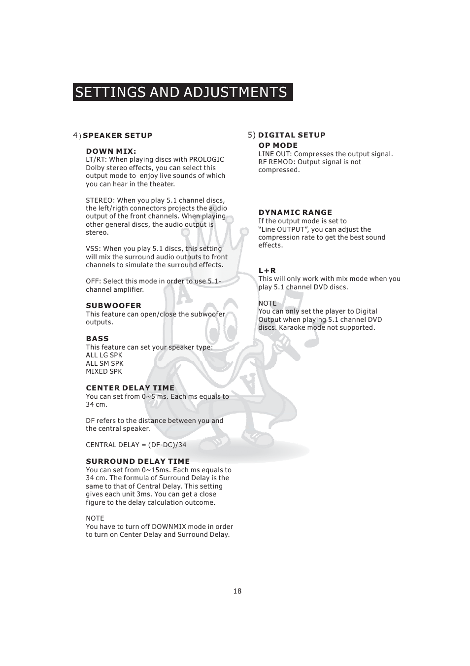 Settings and adjustments | Acesonic KOD-800 User Manual | Page 20 / 32
