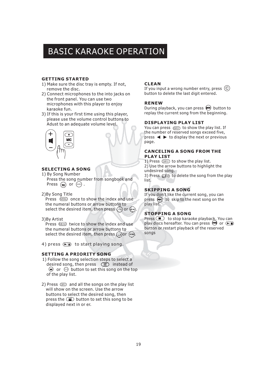 Basic karaoke operation | Acesonic KOD-800 User Manual | Page 21 / 32