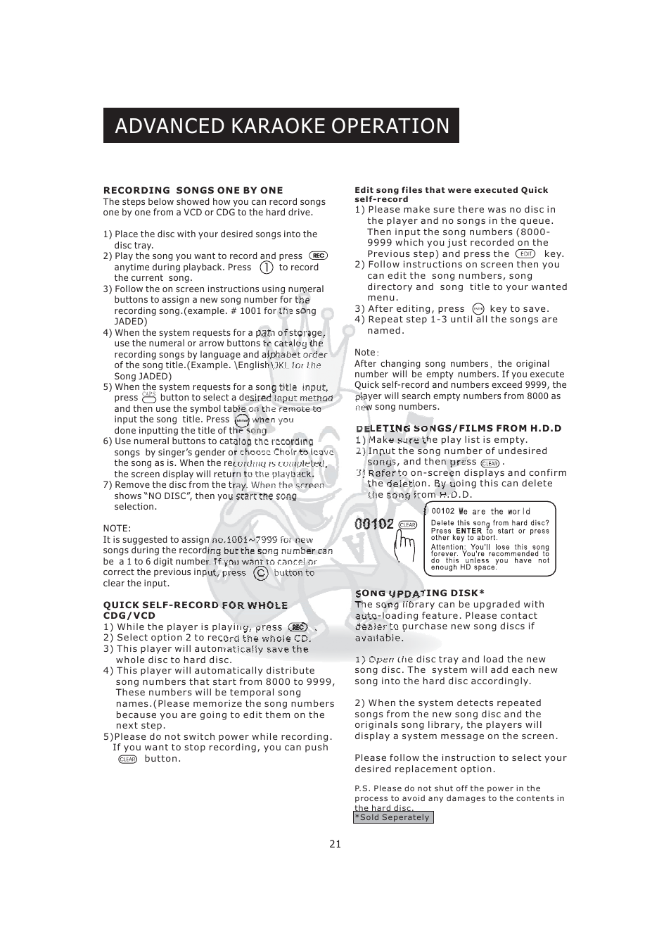 Advanced karaoke operation | Acesonic KOD-800 User Manual | Page 23 / 32