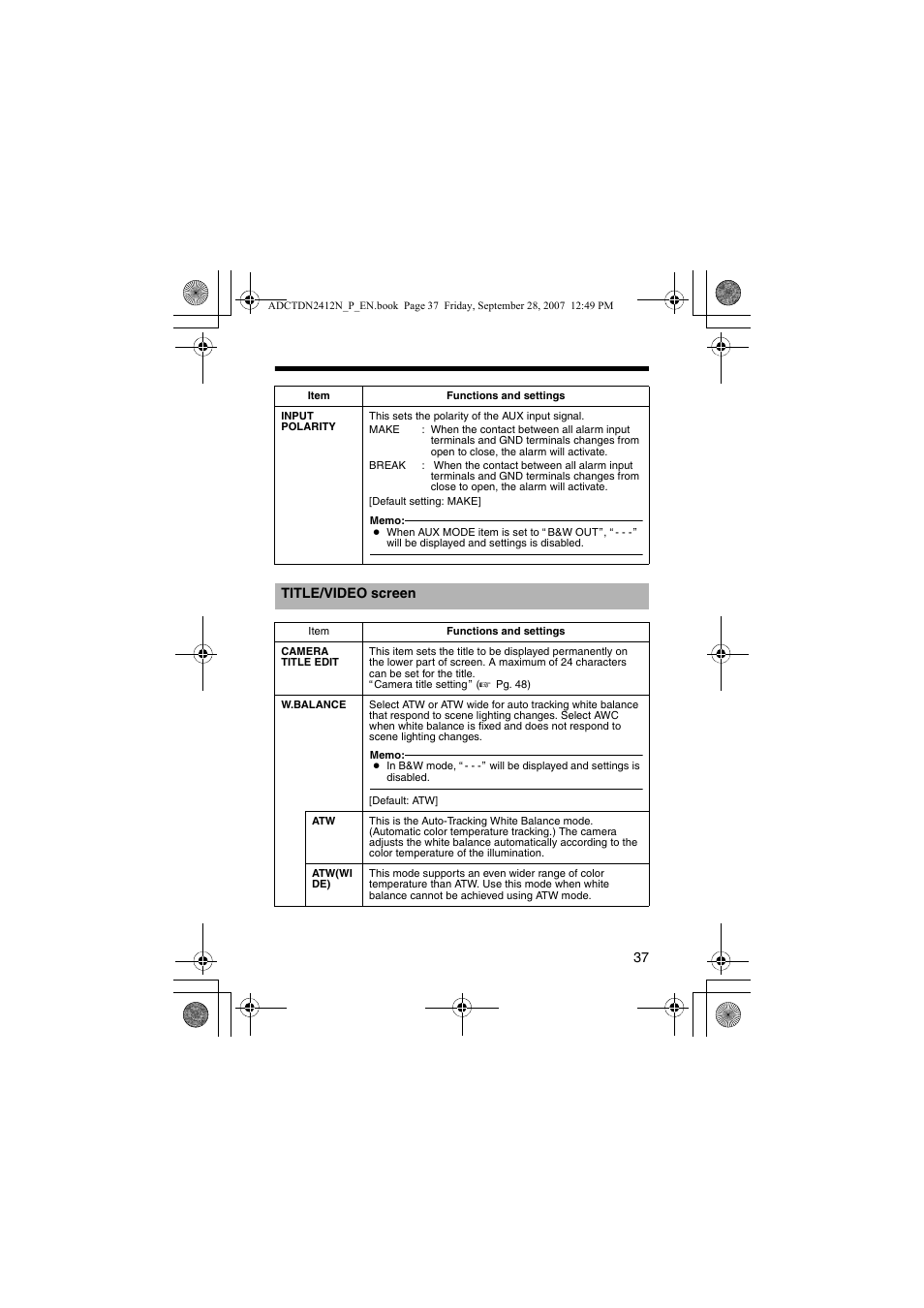 Title/video scr, A pg. 37) | American Dynamics ADCTDN0230P User Manual | Page 37 / 60