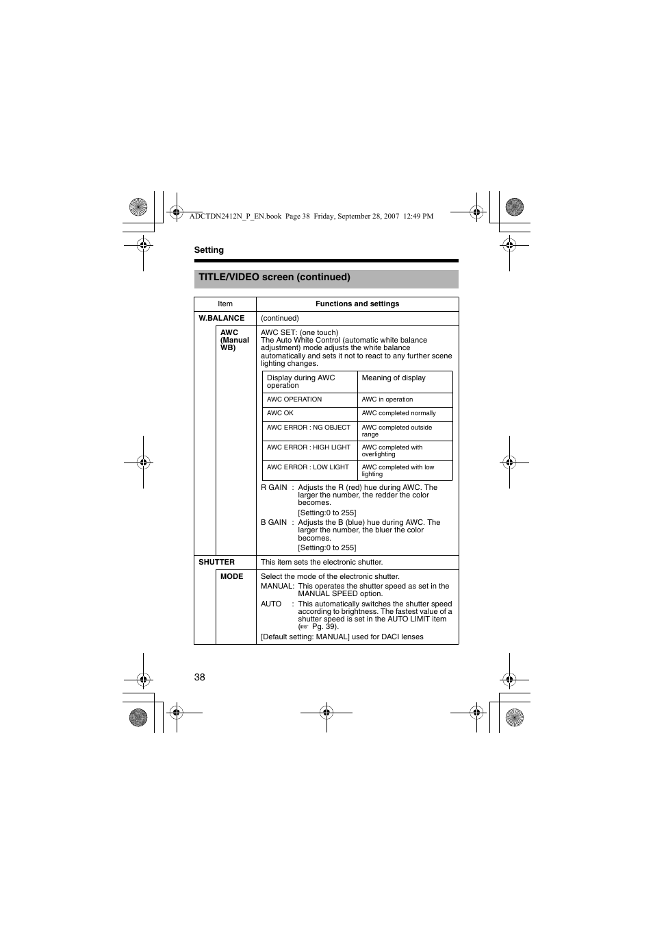 American Dynamics ADCTDN0230P User Manual | Page 38 / 60