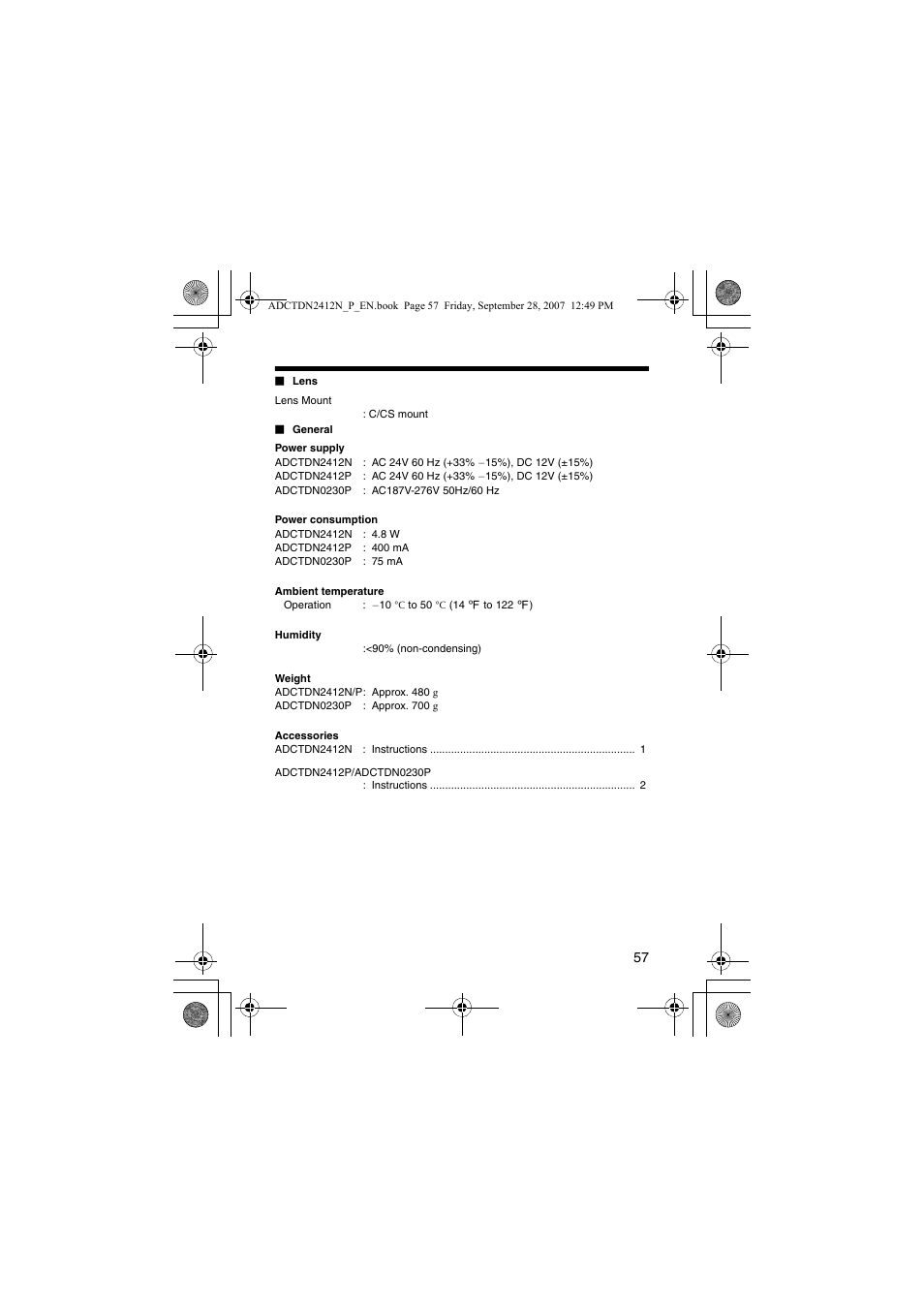 American Dynamics ADCTDN0230P User Manual | Page 57 / 60