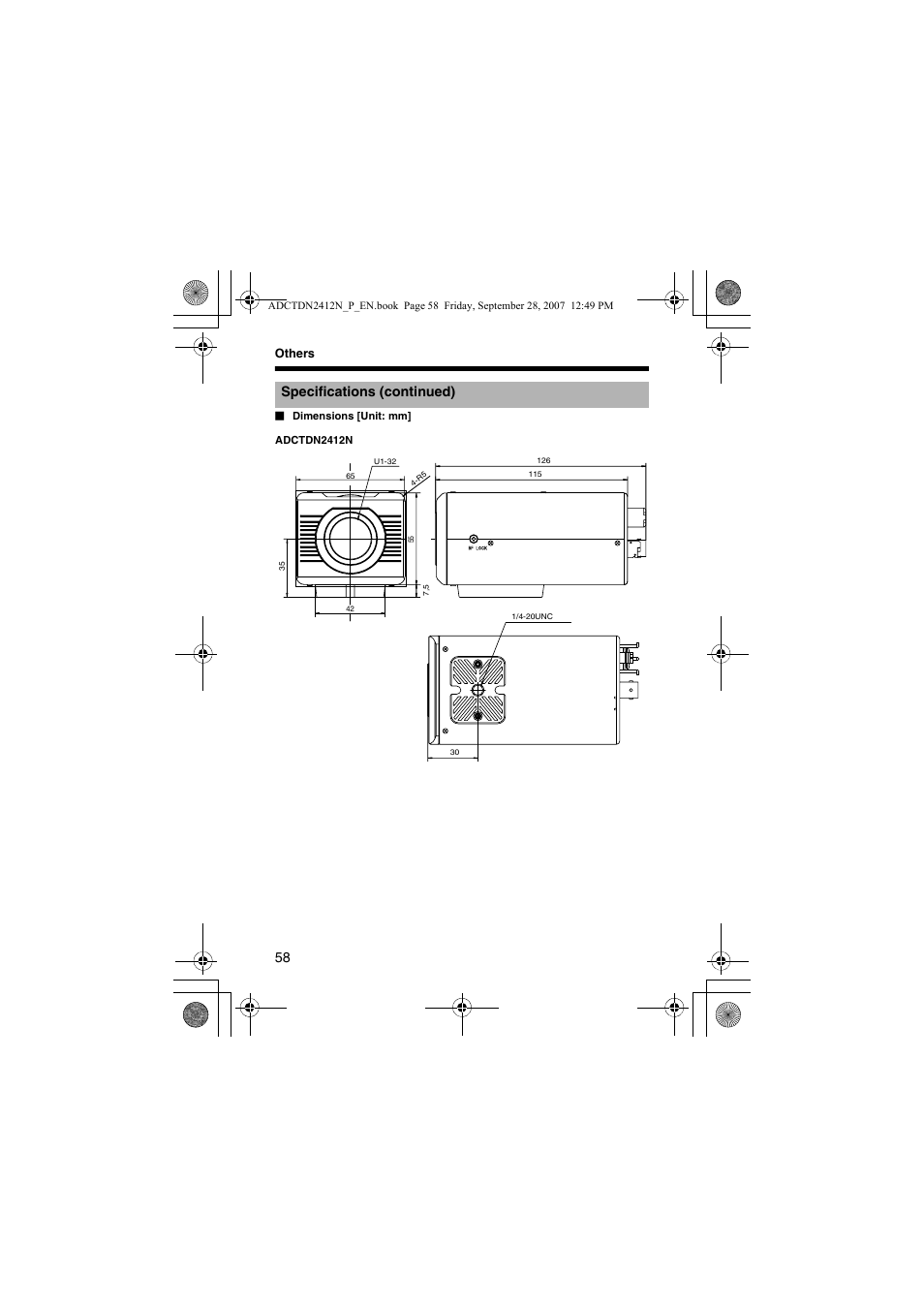 Specifications (continued) | American Dynamics ADCTDN0230P User Manual | Page 58 / 60