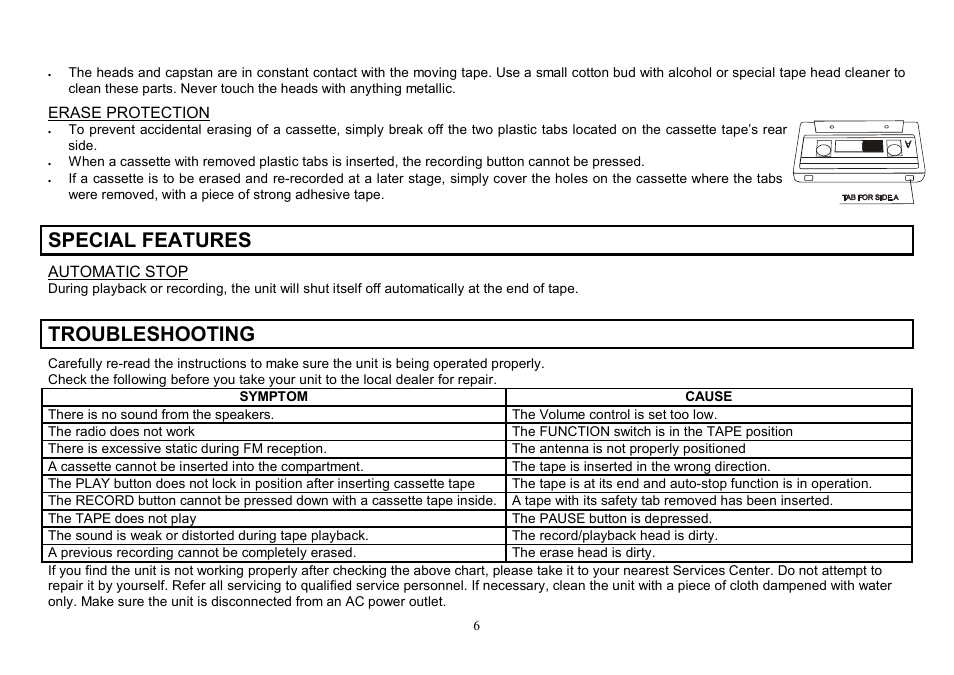 Special features, Troubleshooting | Hyundai H-1204 User Manual | Page 6 / 13