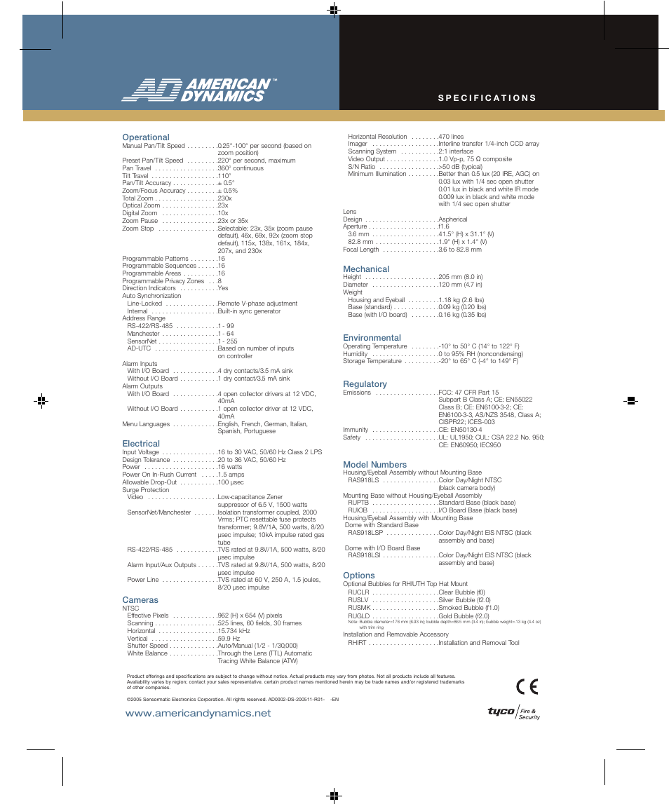 American Dynamics Tyco VII User Manual | Page 4 / 4