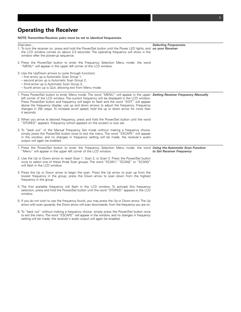 Operating the receiver | Audio-Technica ATW-1811 User Manual | Page 9 / 16