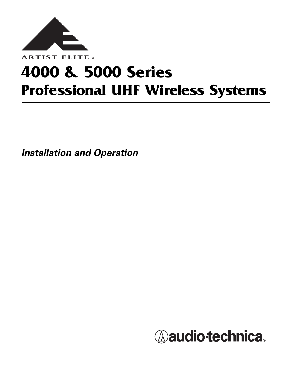 Audio-Technica ARTIST ELITE 4000 User Manual | 31 pages